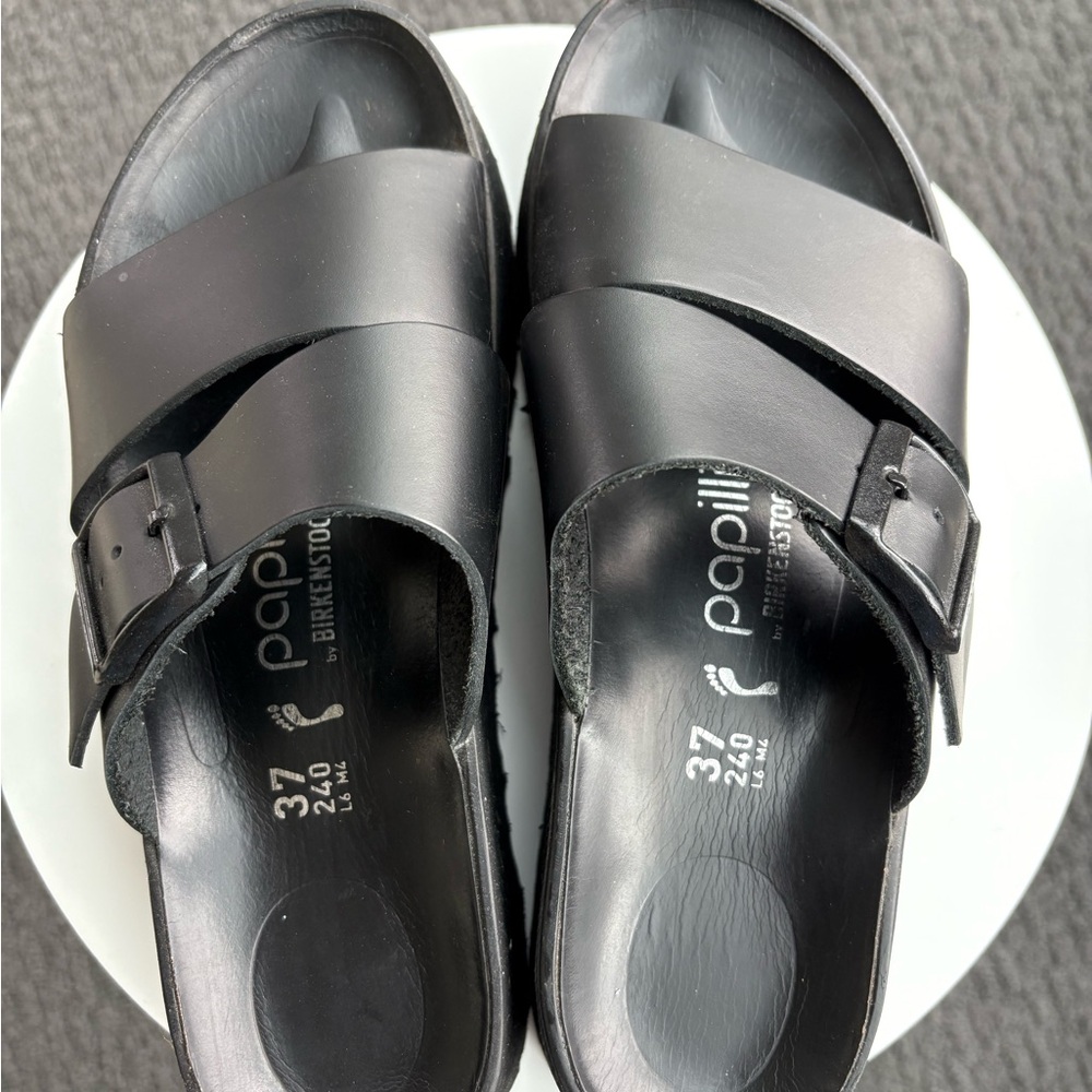 Birkenstock Papillio Almina Black Leather sz 37 - Picture 3 of 11